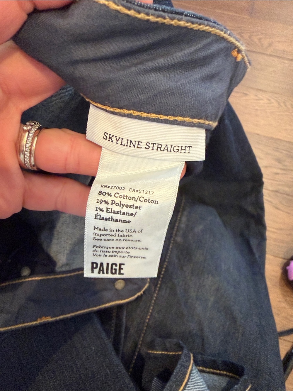 PAIGE Dark Blue Skyline Straight Jeans Size 27 - C78-014 - Picture 3 of 6